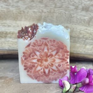 Stenciled Bergamot Rose soap